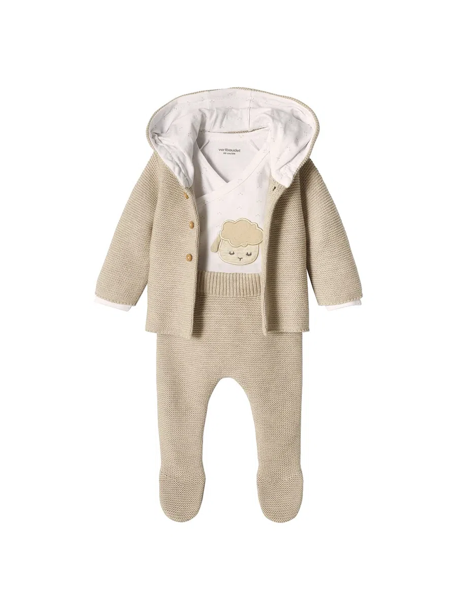 Vertbaudet Neugeborenen-Set: Strickjacke, Hose & Body