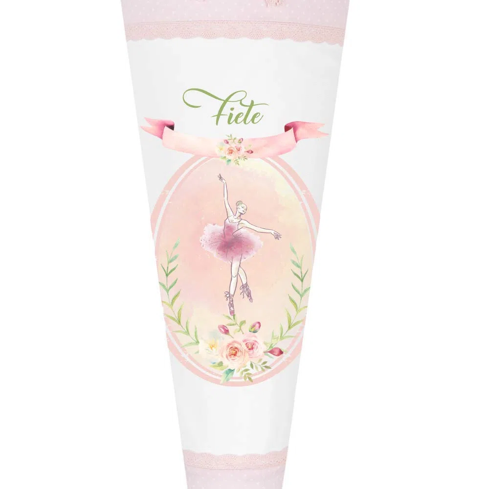 Ballerina Schultüte mit Namen aus Stoff 70cm groß
