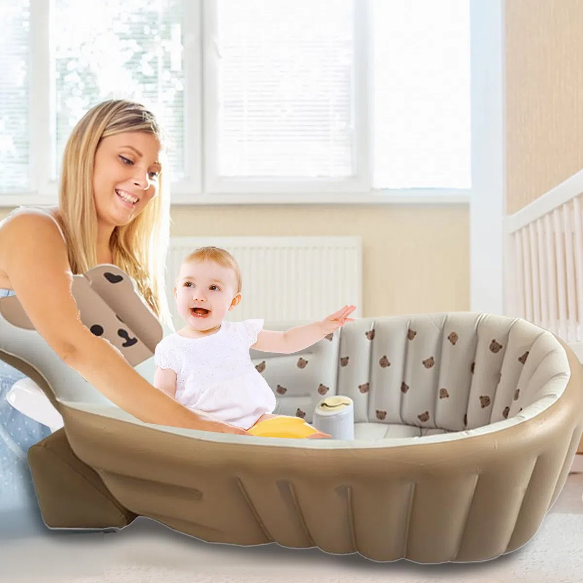 __PLACEHOLDER_BRAND_0__ Baby-Bathtub, Wash Tub, verstellbarer Badewannensitz, faltbarer Duschwanne, tragbarer Badeständer für Pool, , Reisen, Outdoor, und bequeme Hygiene für