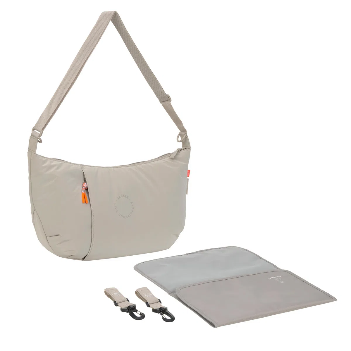 LÄSSIG Baby Wickeltasche zum Umhängen mit Wickelunterlage, Kinderwagenbefestigung, wasserabweisend/GRE Lunua Bum Bag