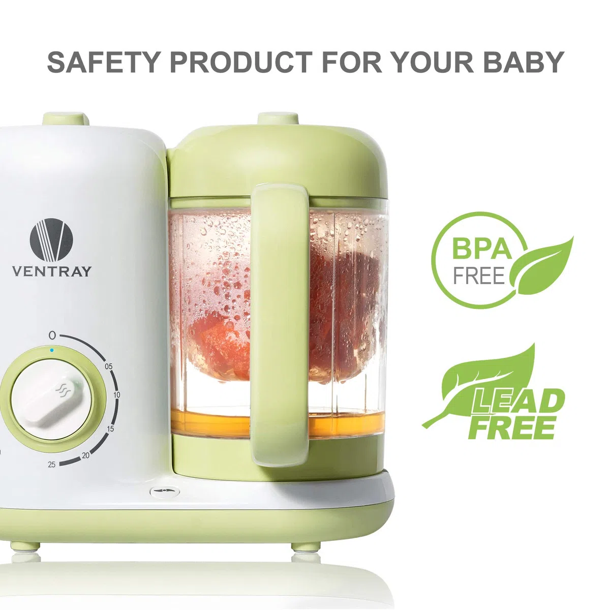Ventray Baby Food Maker, Puree Küchenmaschine Dampfgarer Mixer Herd Wärmer Maschine für Kleinkinder Baby, All-in-One Auto Kochen Leicht zu reinigen und BPA-frei - Grün