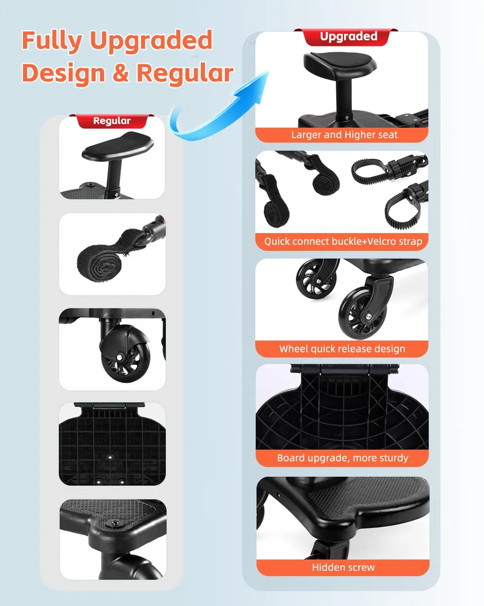 Vihir Buggy Board mit Sitz, Buggy Board für 99% Kinderwagen, Kinderwagen Board Universal, Kiddy Board für Kinder Von 2-6 Jahren (25 Kg)，Vollständig Erneuern