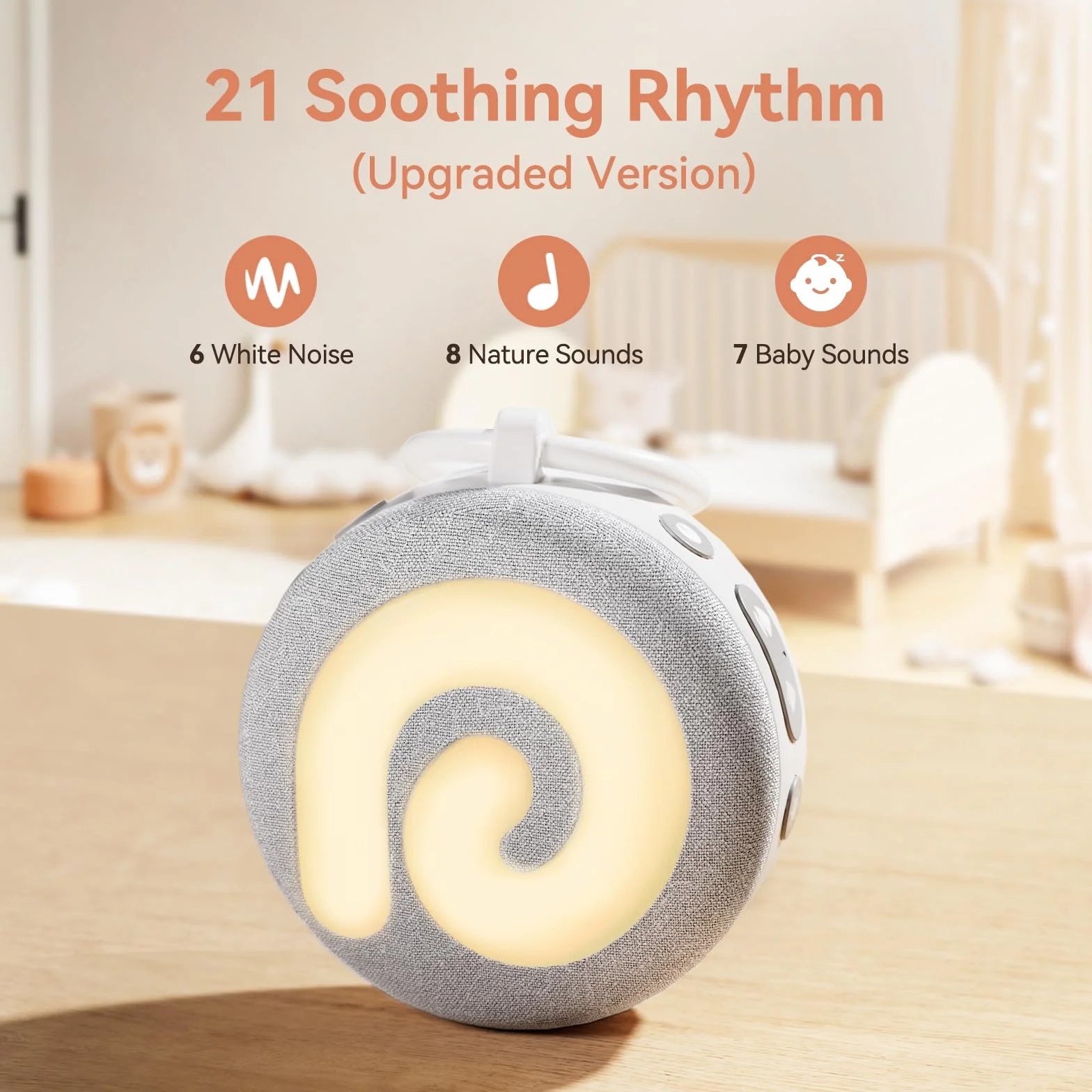 Dreamegg White Noise Machine Baby - D11 Einschlafhilfe Baby Weißes Rauschen Sound Machine mit 21 Musik-Stofftier und Licht, Einschlafhilfe USB Wiederaufladbar Schlafhilfe für Kinder