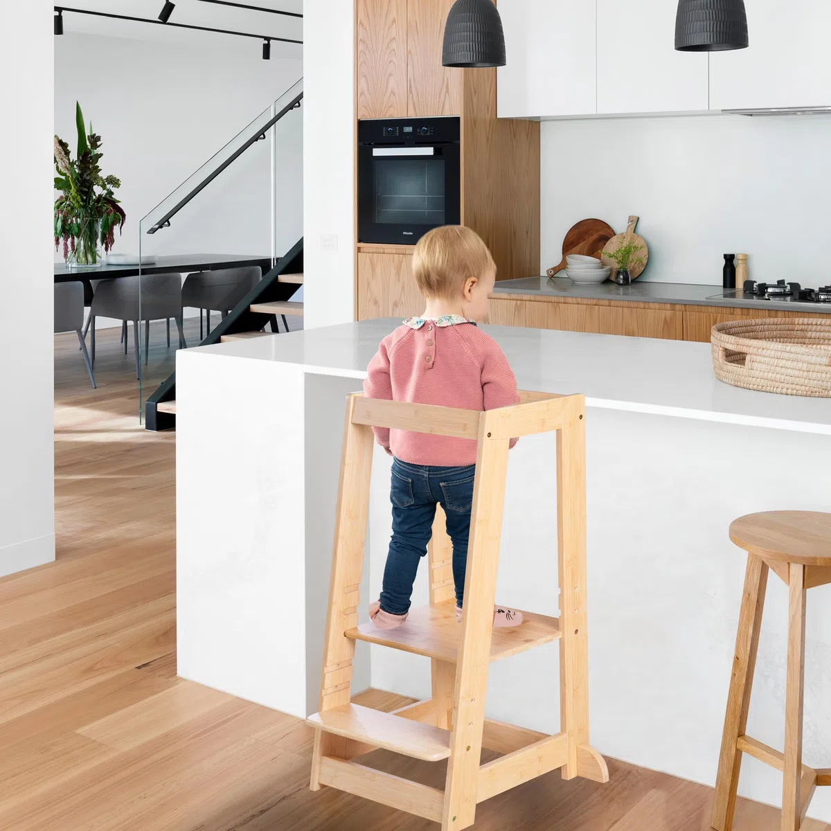 roba Lernturm nach Montessori - Sicherer Tritthocker für Kinder - Ideal als Küchenhelfer - Bis 80 kg belastbar - FSC zertifiziertem Bambus Holz