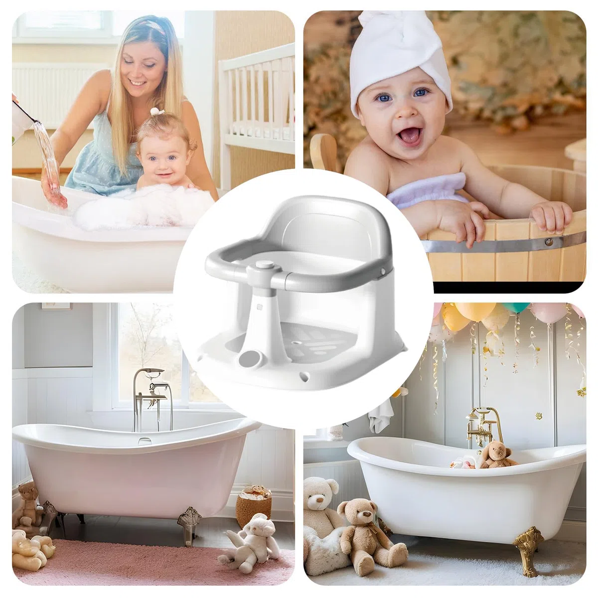 Badesitz für Babys, Babysitz zum Baden | Saugnäpfe für Jungen, Mädchen, 6 – 24 Monate, Haus