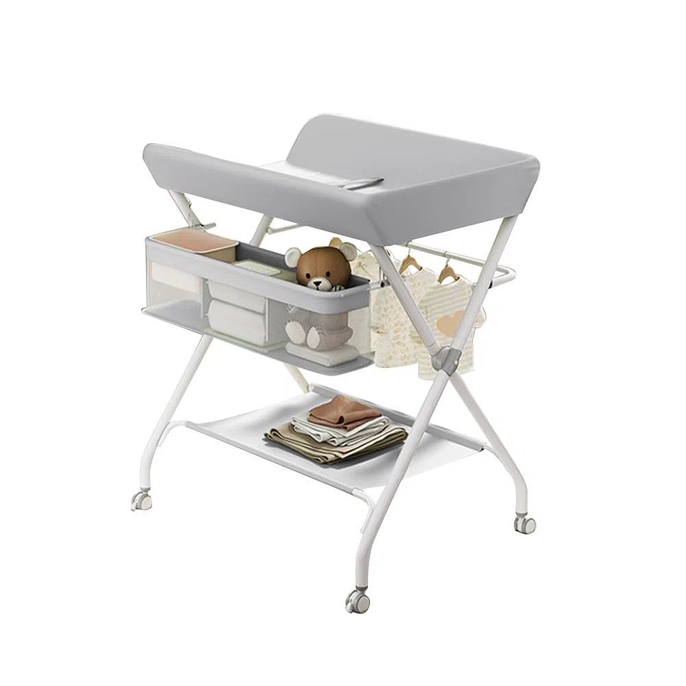Wickeltisch Mobiler, Klappbarer Wickelkommode, Wickelstation Mit Aufbewahrungskorb, Wickeltisch für Windelwechsel, Wickelkommode für Neugeborene Und Kleinkinder, Max. Traglast 25 kg