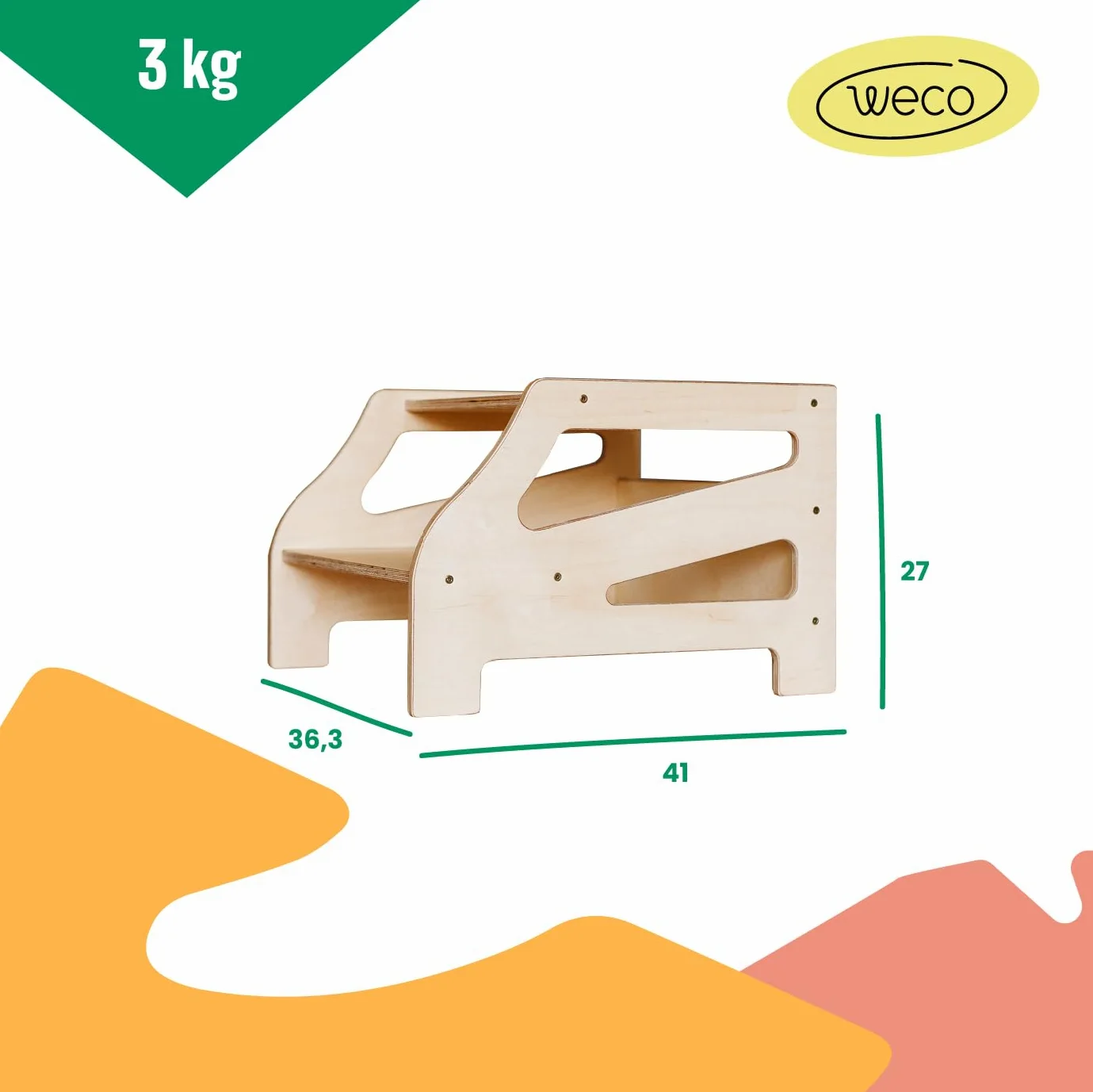 Weco Tritthocker mit 2 Stufen Streifendesign Holzhocker für Kinder Kindertreppchen Schemel Kindermöbel für Bad Küche Kinderzimmer ab 2 Jahre Toilettenhocker Hocker Holz Kinderzimmer Möbel (Weiß)