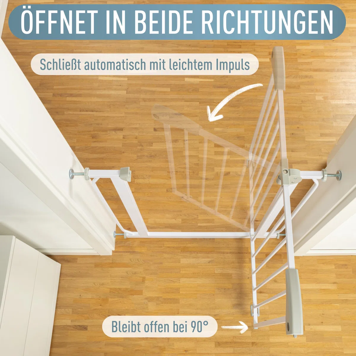 IB STYLE Berrin Treppenschutzgitter Türschutzgitter Metall Weiß 95-105 cm