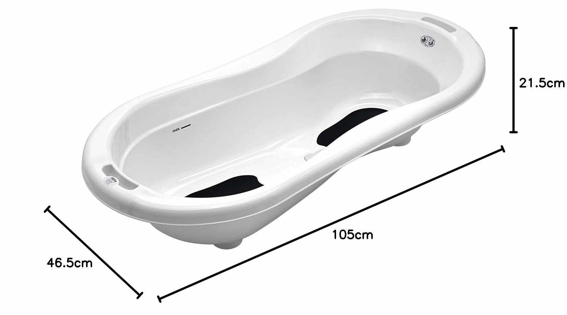Rotho Babydesign TOP Xtra Badewanne - Badewanne - Babybadewanne - Kinderbadewanne - Duschbadewanne - weiss