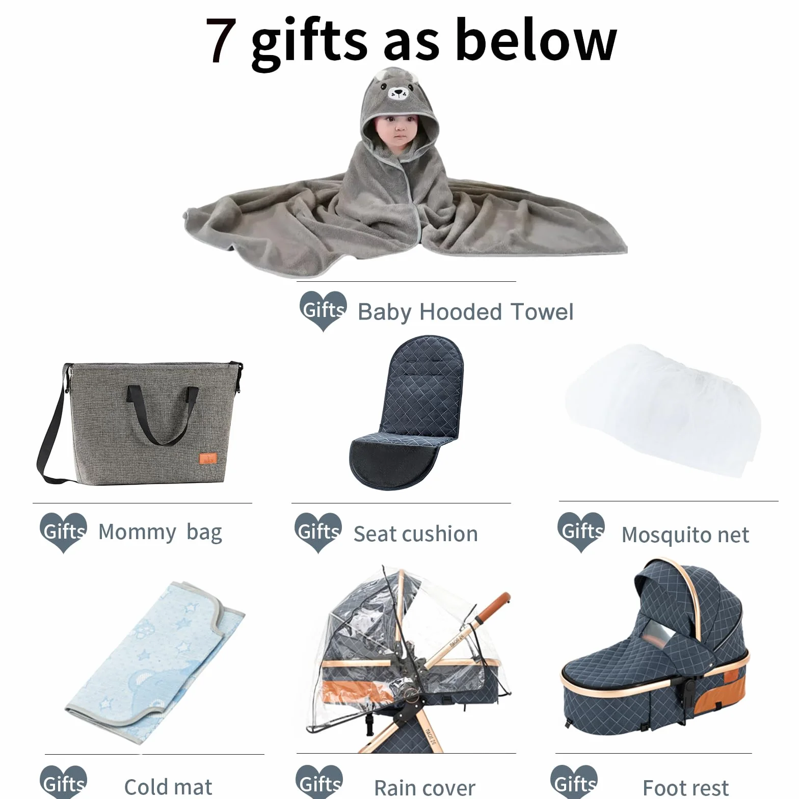 MoLi Kinderwagen 3 in 1, Kinderwagen mit Umkehrbarem Doppelschiebemodus, Buggy mit Großer Bequemer Babywanne, Kombikinderwagen 3 in 1 Rahmen Aluminiumlegierung Faltbar Hohe Landschaft (225 Black Gold)