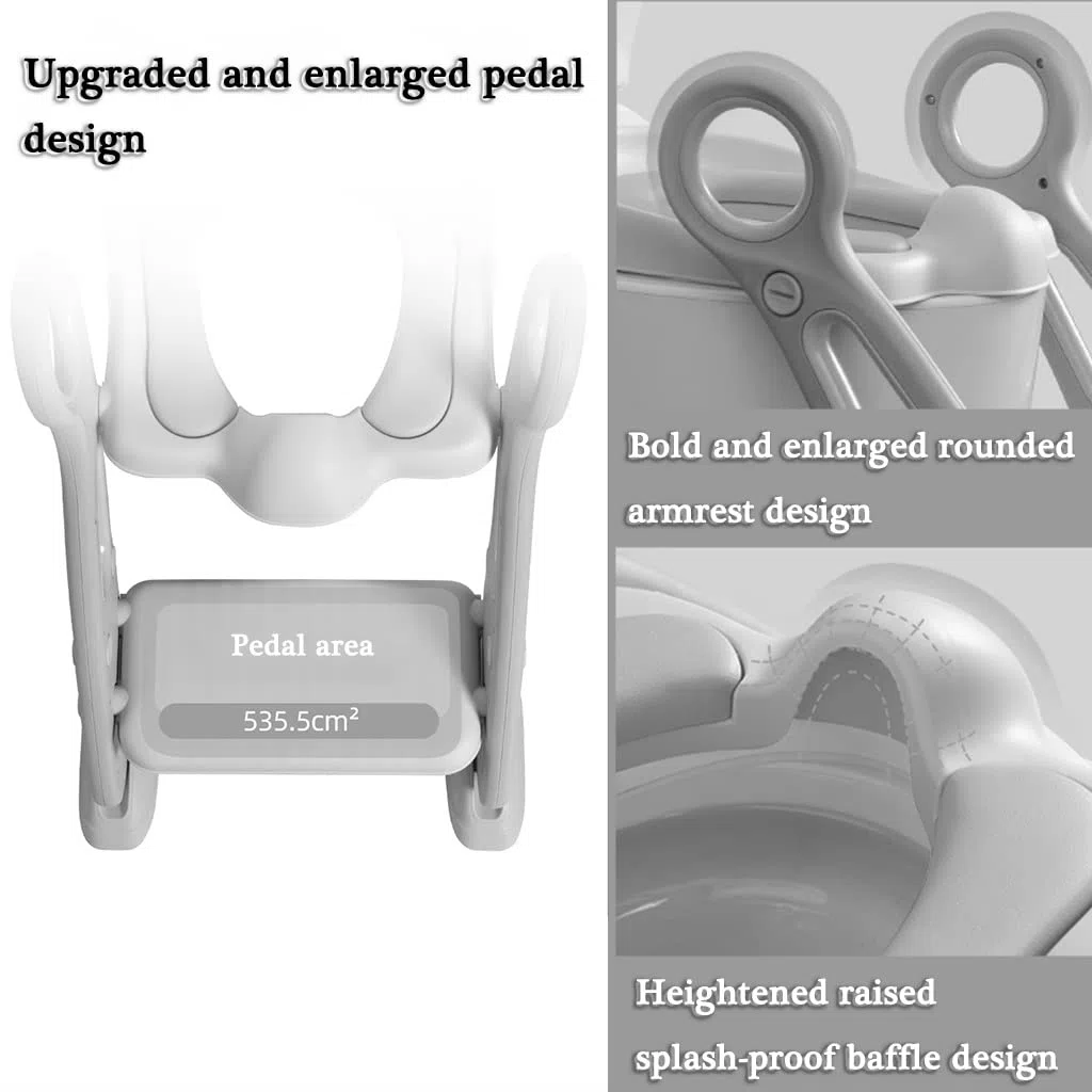 Topfchentrainer Mit Leiter Einstellbar Toilettensitz Mit Treppe Mit PU-Kissen, Zusammenklappbar Toilettentrainer Mit Treppe Für Jungen Und Mädchen, Belastbarkeit 80kg