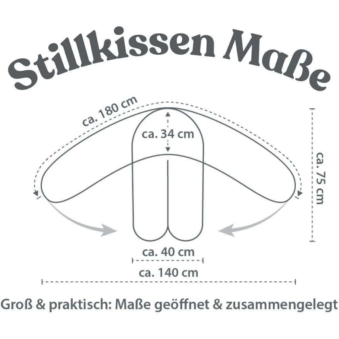 Efie Relax Still- & Lagerungskissen – ca. 180 cm – Bezug 100% Bio-Baumwolle (KBA) – Inlett mit EPS-Mikroperlen – ergonomisches Schwangerschaftskissen – Made in Germany