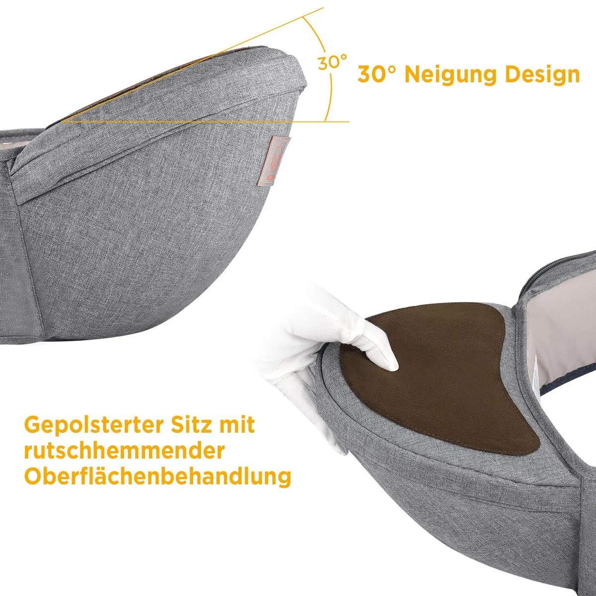 GAGAKU Baby Hüftsitz Leichte Taille Hocker 4 Tragepositionen für Kinder 0-36 Monate Neugeborenes Polyester - Grau