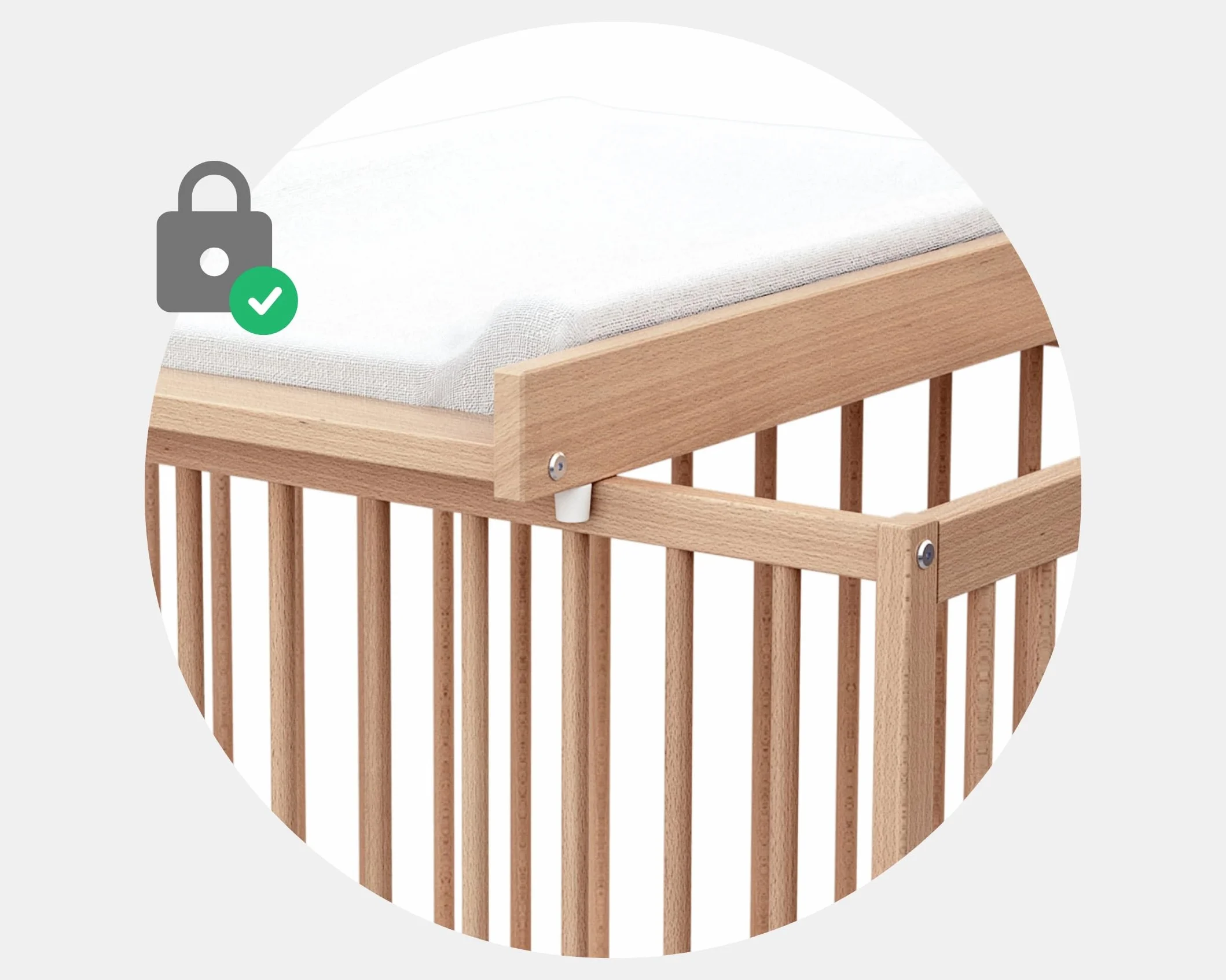 WEBABY - Wickelplan für Babybett MONA Holz Buche Lackiert | Wickeltisch für Babybett 60x120cm | Sichere Installation | Leicht | Praktisch