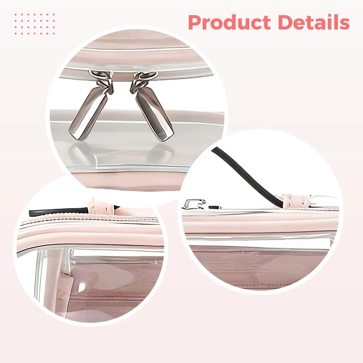 2 STK. TSA-zugelassene Kosmetiktasche, transparente Make-up-Tasche aus PVC, tragbare, wasserdichte Reisekosmetiktasche für Damen, Rosa, für Flugreisen und unterwegs