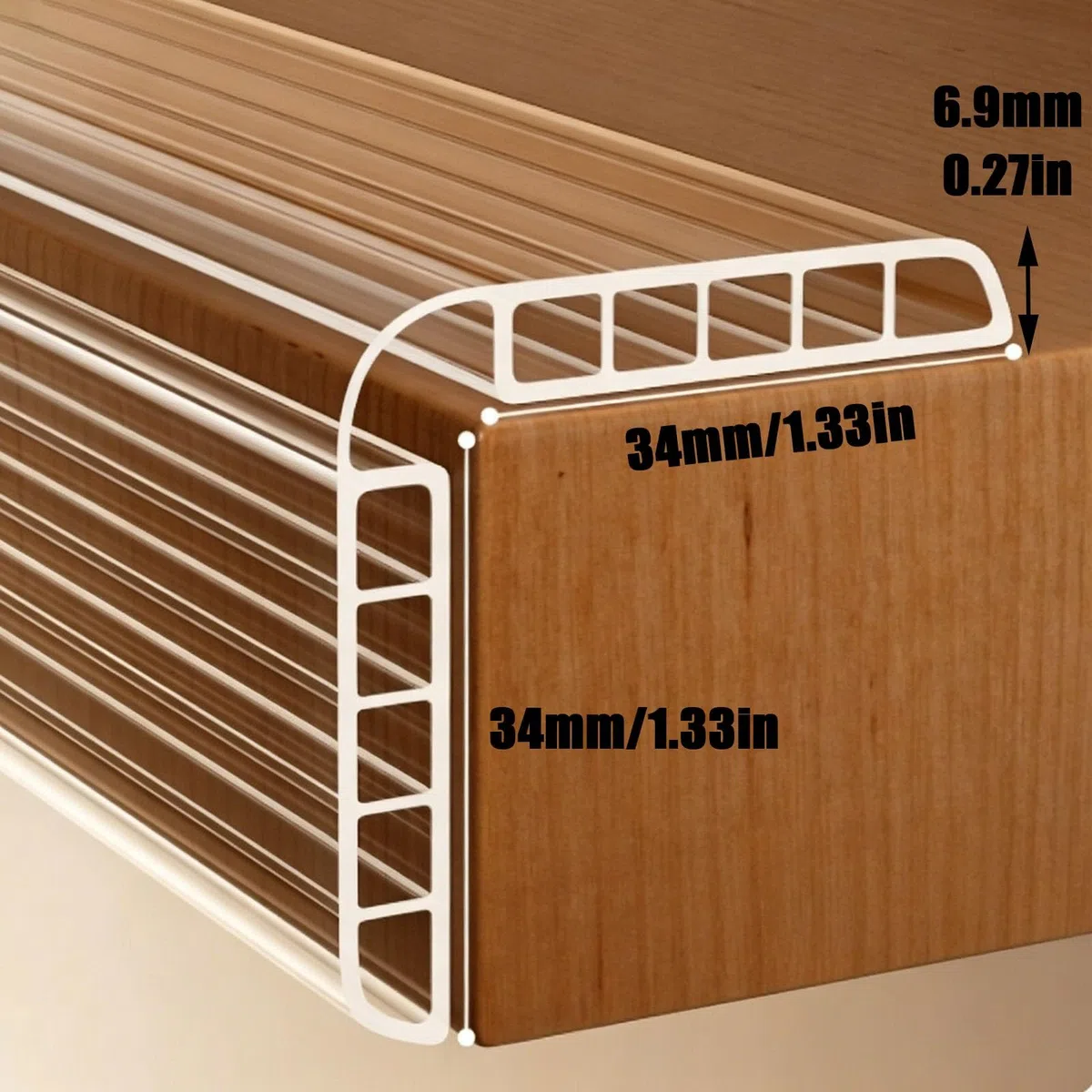 L Förmiger Kantenschutz Eckschutz aus PVC Schaumstoff für Schreibtische und Schränke, Eckenschutz Kantenschutz(34x34mm,500cm/196.9in)