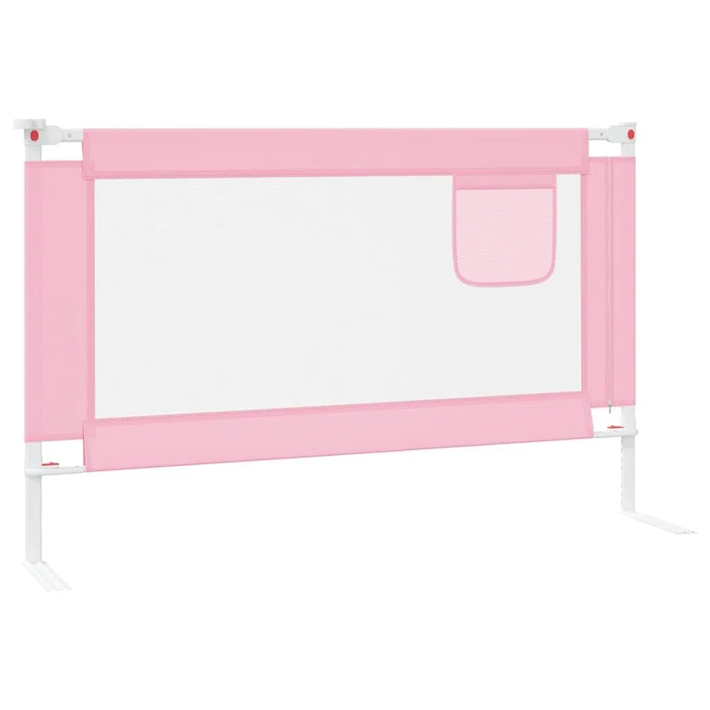 Kleinkind-Bettschutzgitter Rosa 120x25 cm Stoff mit höhenverstellbarem Seitengitter, klappbar, für Babybett, Elternbett, Familienbett, Sicherheit beim Schlafen, Absturzsicherung