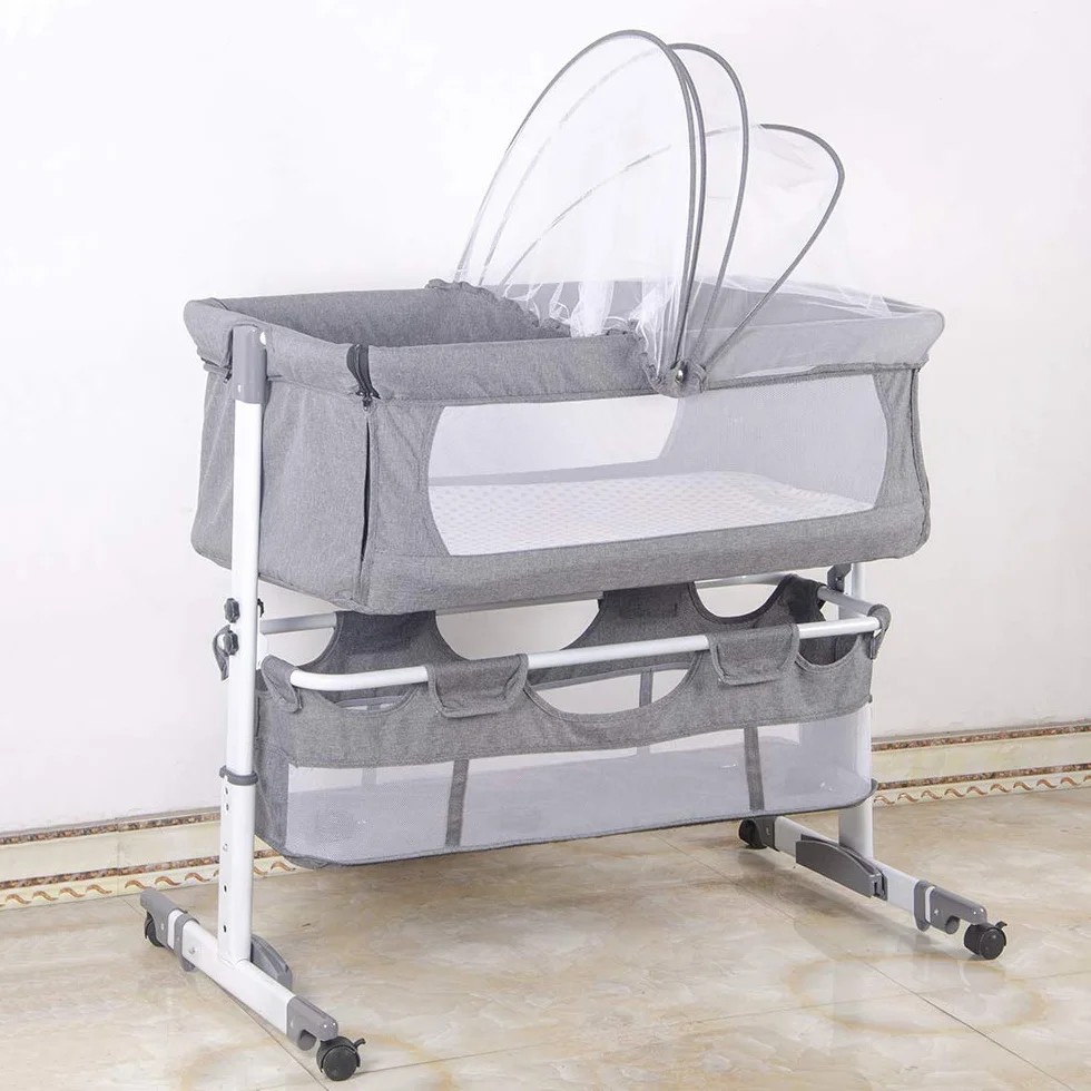 Babybett Cododo, Babybett mit Klappfunktion und Fest, Seite zum Öffnen und Zusammenklappen, für Babys von 1 bis 36 Monaten - Cododo Baby höhenverstellbar, ultraweich (92 x 58 x 70 – 90 cm (gebrochenes