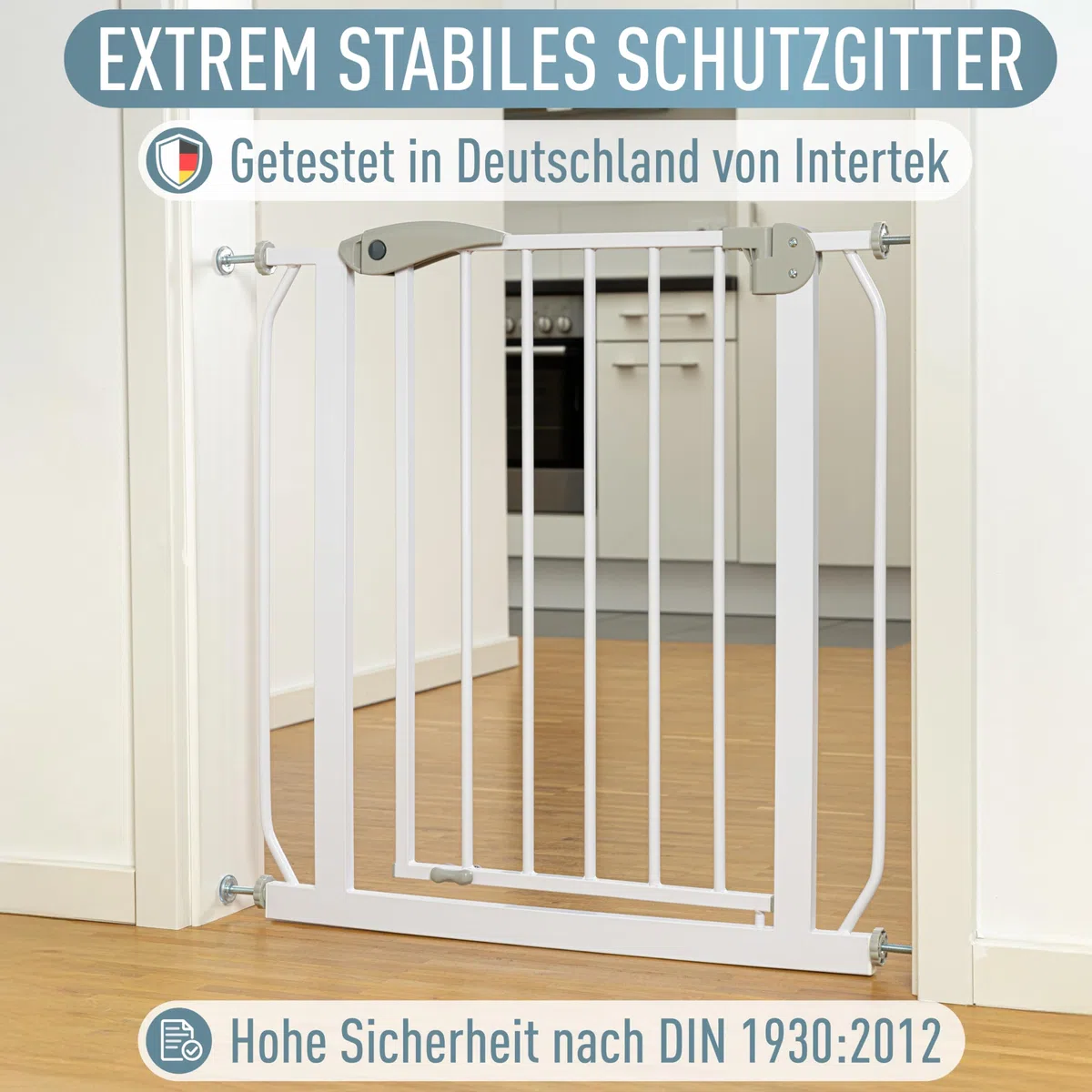 IB STYLE Berrin Treppenschutzgitter Türschutzgitter Metall Weiß 95-105 cm