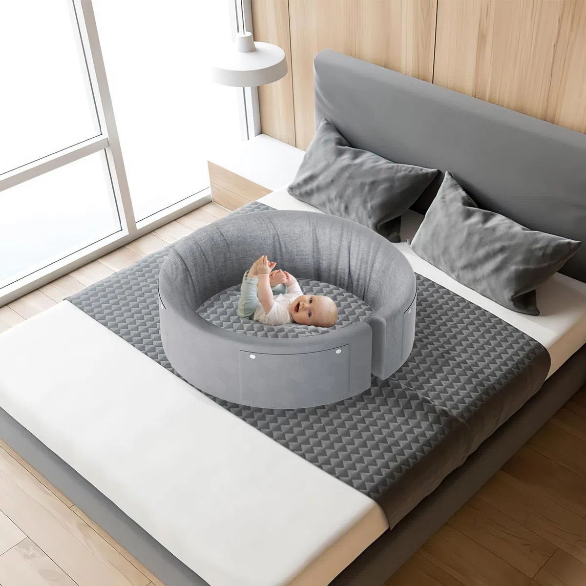Eulenke Bettgitter 200cm - Höhenverstellbares Bettschutzgitter für Kinder - 5-Loch Bettgitte mit Rausfallschutz - Geeignet für Boxspringbetten und Kinderbett - Bettkantenschutz in Profiqualität