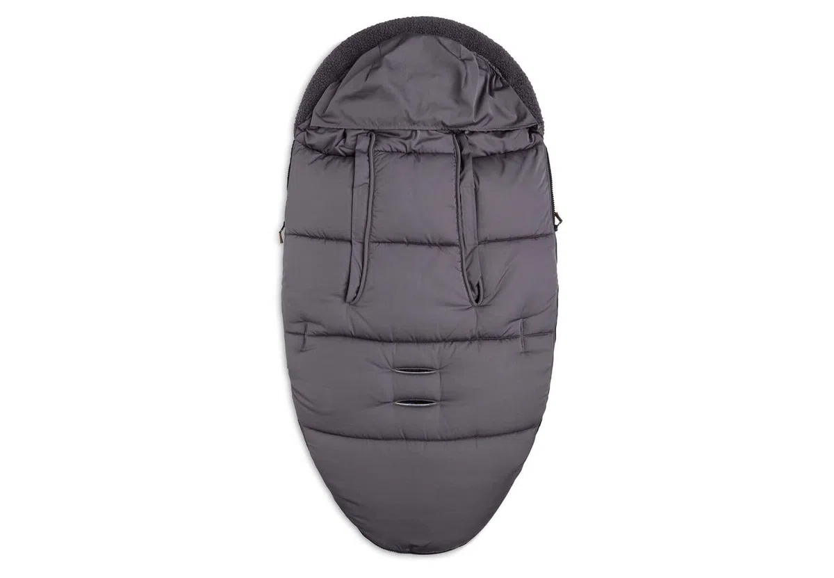 Jollein Fußsack Grey - Für Buggy und Kinderwagen - Für 3-Punkt- und 5-Punkt-Gurt - Mit Teddy Gefütterter Fußsack Kinderwagen - Wasserabweisend - Grau