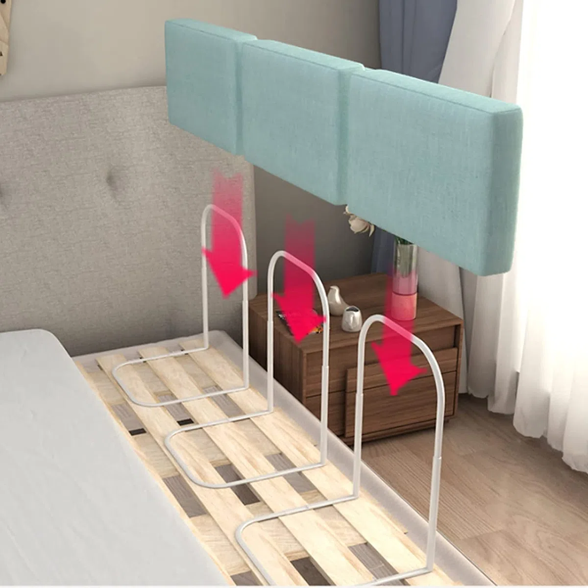 Bettschutzgitter - Sicherheitsbarriere für Kinderbetten, Sicherheitsbettzaun, Schutzgeländer, Bettgeländer, 1,5–2 Meter Bettgitter, universell einsetzbar (Größe: 180 cm (60 cm x 3), Farbe: G