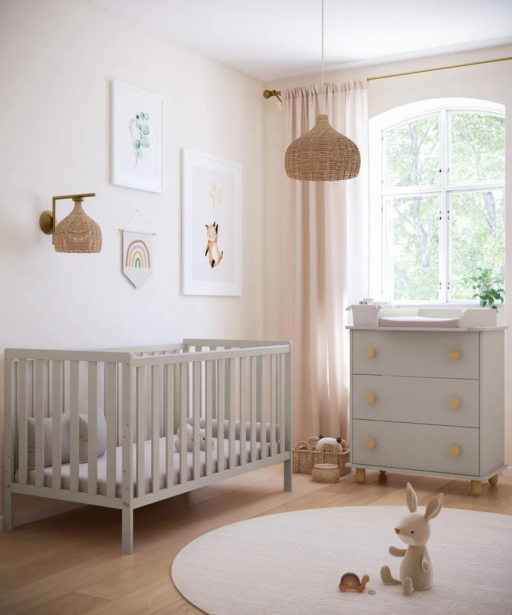 zee Babybett Bambi Mint 140x70 cm Klassisches Gitterbett 3 Fach Höhenverstellbar Beißschutz Baby Kinderbett Kinderzimmer
