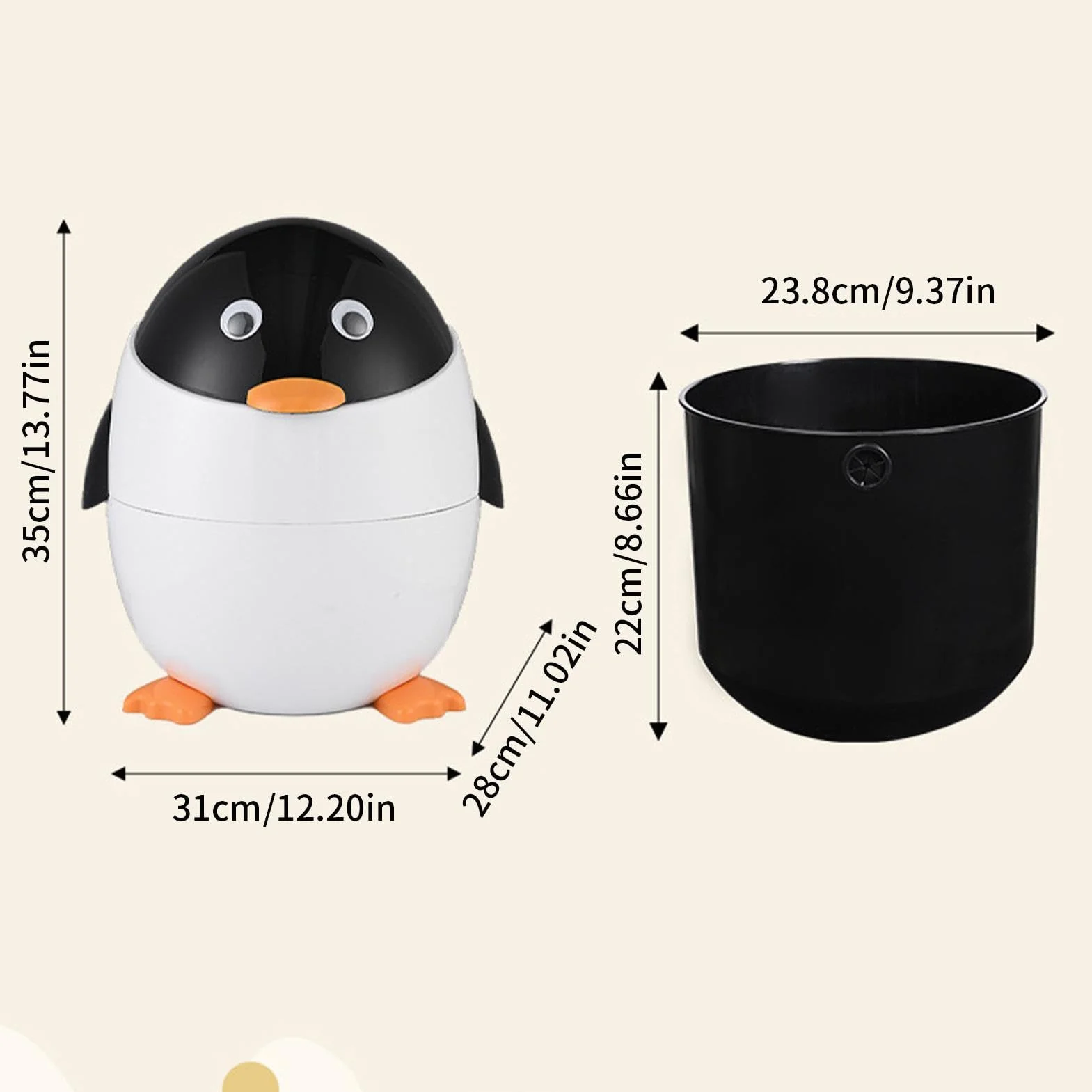 Pinguin-Abfallkorb – Cartoon-Abfallbehälter Für Kinderzimmer | Pinguin-Mülleimer, Schreibtisch-Mülleimer, Pinguin-Mülleimer, Pinguin-Mülleimer, Mülleimer In Tierform Für Auto, Zuhause, Schlafzimmer