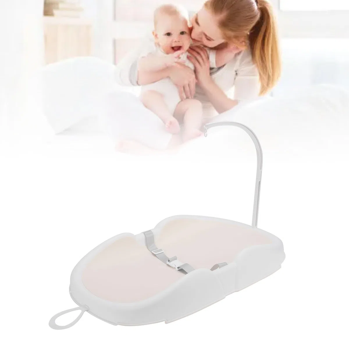Dpofirs Baby-Wickelunterlage, Tragbare Badestation für Kleinkinder, Multifunktionale Wickelstation für Kinderzimmer mit Stauraum für Babys und Neugeborene (Beige)