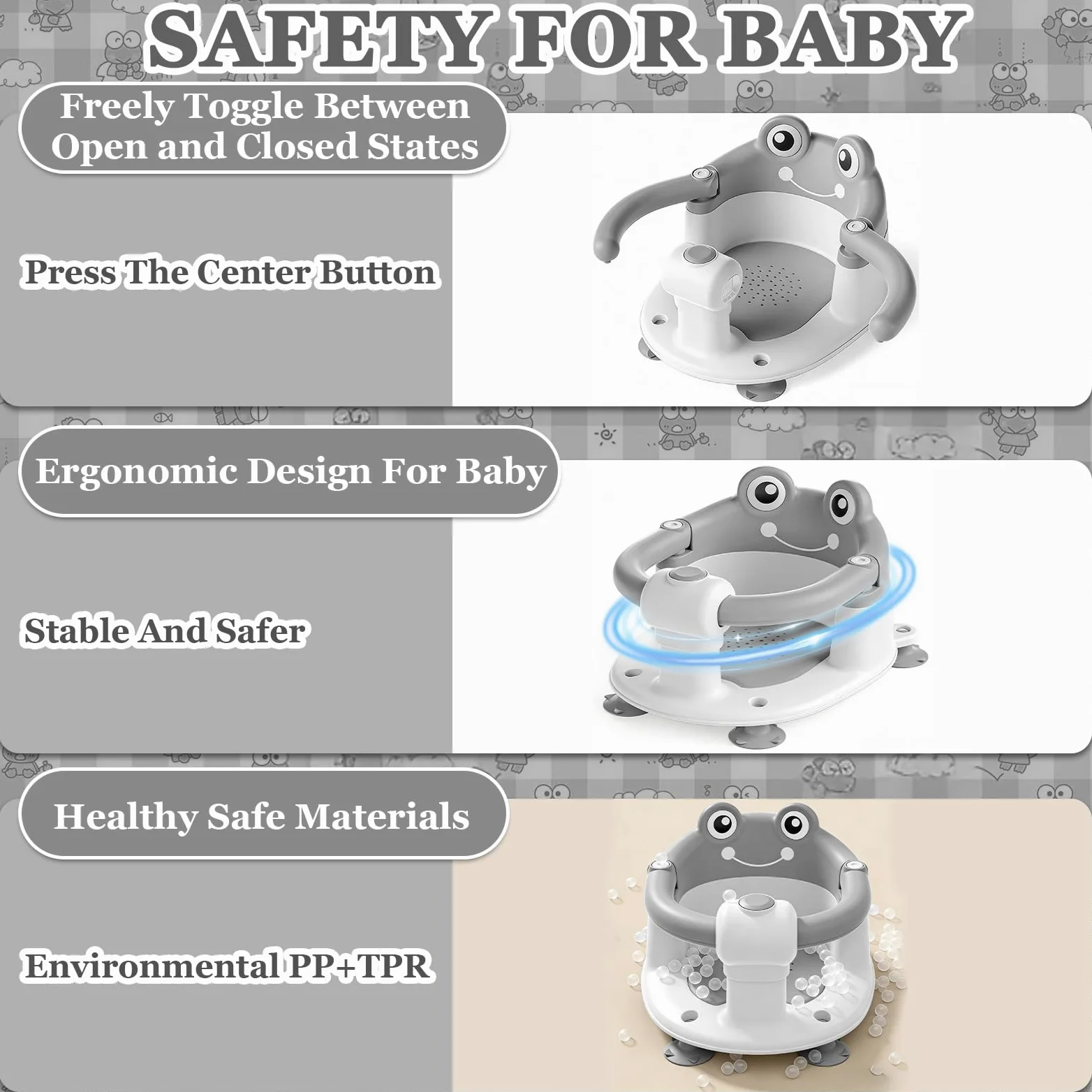 Badewannensitz Baby ab 6 Monate,Baby Badewannensitz,Badesitz Baby mit 4 Saugnäpfen und Kissen,Baby Bath Seat für Kleinkinder und Neugeborene,Baby Sitz Badewanne für Dusche oder Badewanne