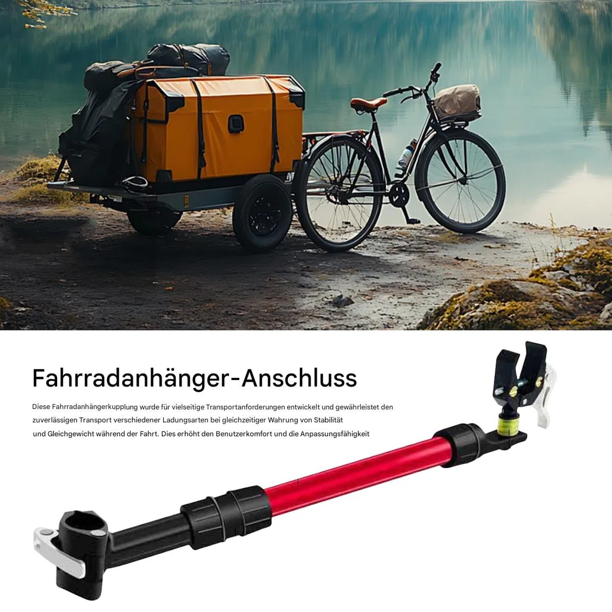 Fahrradanhänger-Anschlusskupplung robust wetterfest hohe Tragfähigkeit | Fahrrad Lastenkupplung für Camping Reisen Sport Einkauf Pendeln Outdoor