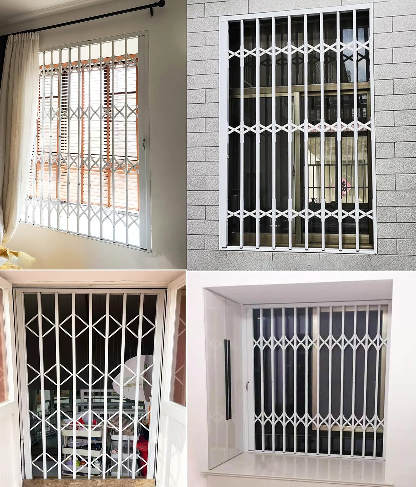 Fenstergitter Einbruchschutz 60 80 90 100 120 200 210cm Faltbares Fenstergitter, Abschließbare, Drück- Und Zuziehbare Fenstersicherung, Sicherheitsstange/Notausgangsgeländer(W50xH60cm/20x24in)