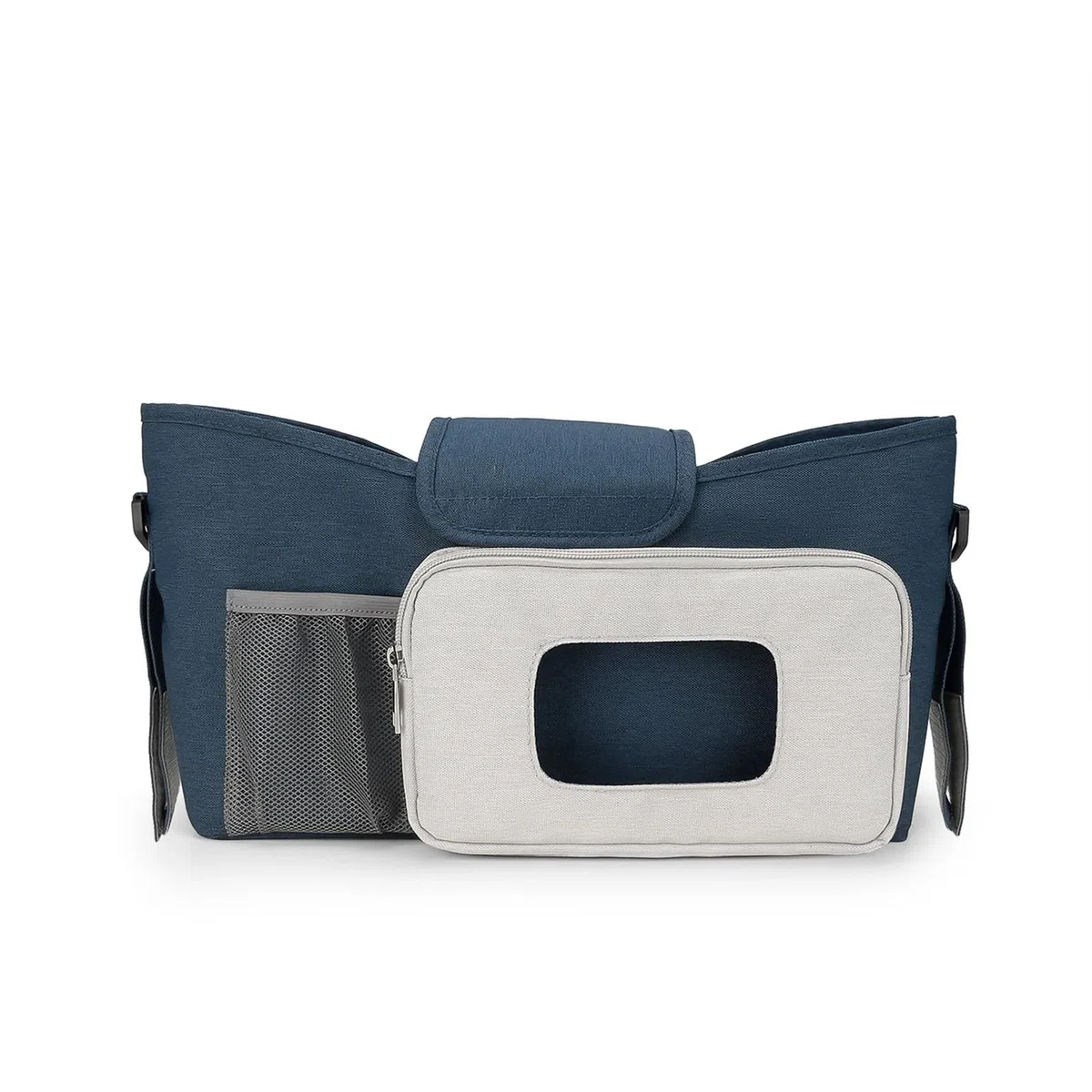 Kleine Wickeltasche, Kinderwagen-Organizer mit isoliertem Getränkehalter und Schultergurt, Mini-Kinderwagen-Aufbewahrungstasche for den Außenbereich(Dark blue)