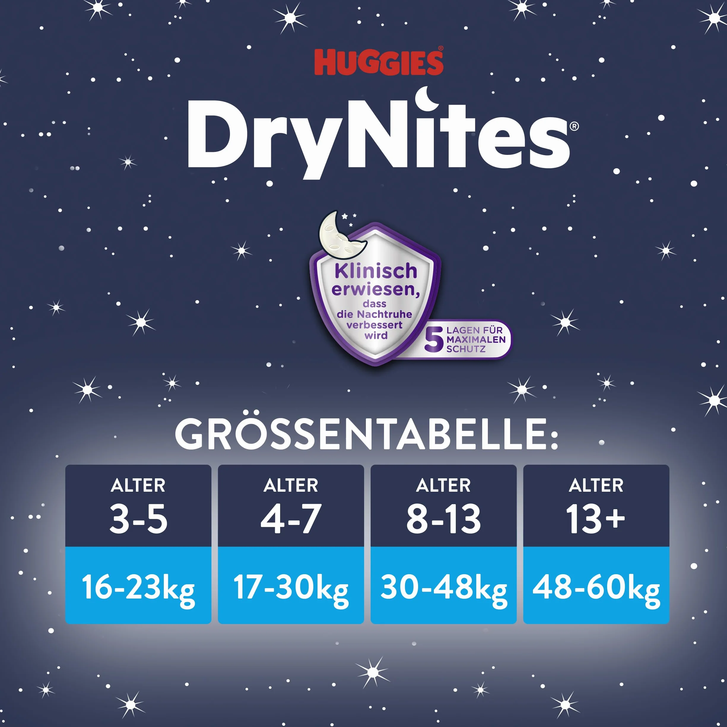 Huggies DryNites Nachtwindeln Mädchen 8-13 Jahre, 52 Stück, Pyjama Pants