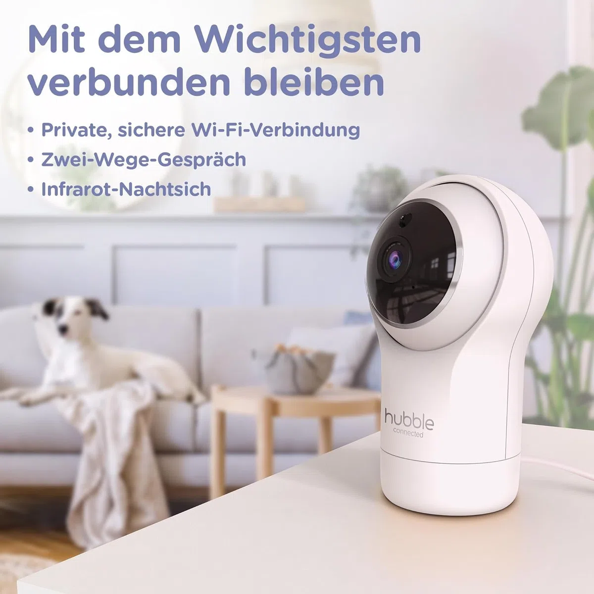 Hubble Connected Nursery Pal Glow, Babyphone mit Kamera, 7-Farben-Nachtlicht, Raumtemperatursensor, Schwenk-Neige-Zoom, 2-Wege-Kommunikation, Nachtsicht, WLAN, App