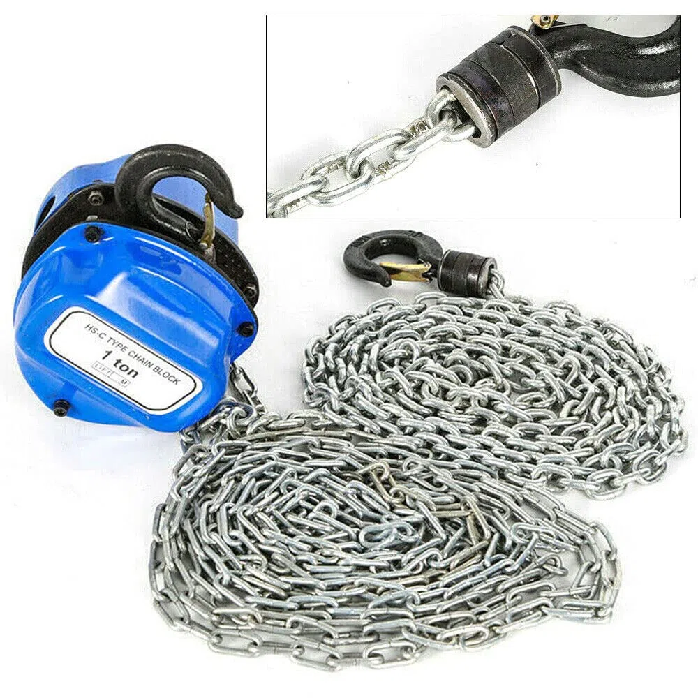 Profi Kettenflaschenzug 2T Kettenzug handseilwinde, Vollverzinkte Kette, ölfrei, 1000Kg Tragkraft Flaschenzug Seilzug Hebezug Ratschenzug, 4m Kettenblockaufzug Handkran