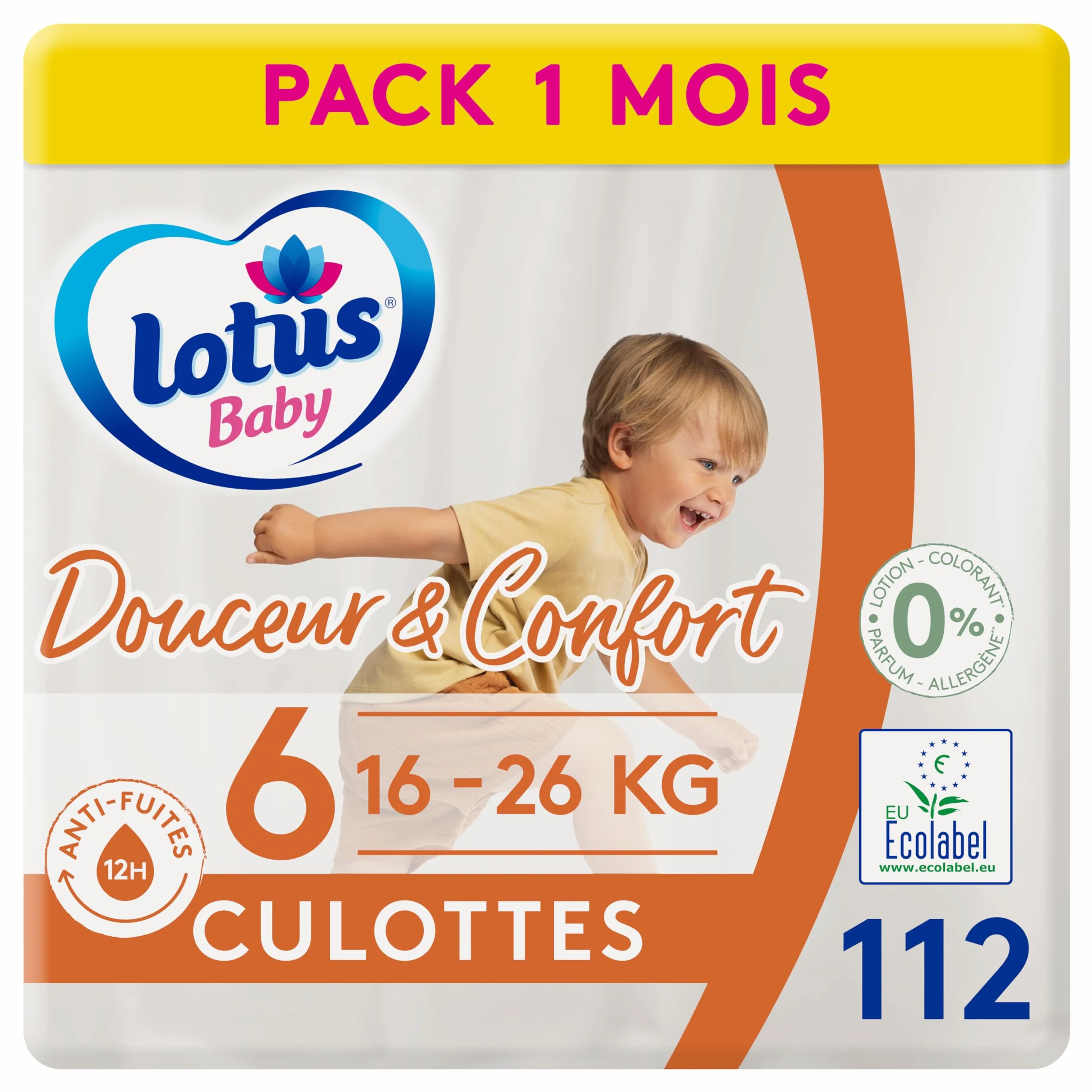 Lotus Baby Douceur Naturelle – Höschen, Größe 6 (16-26 kg) Pack 1 Monat – 112 Höschen