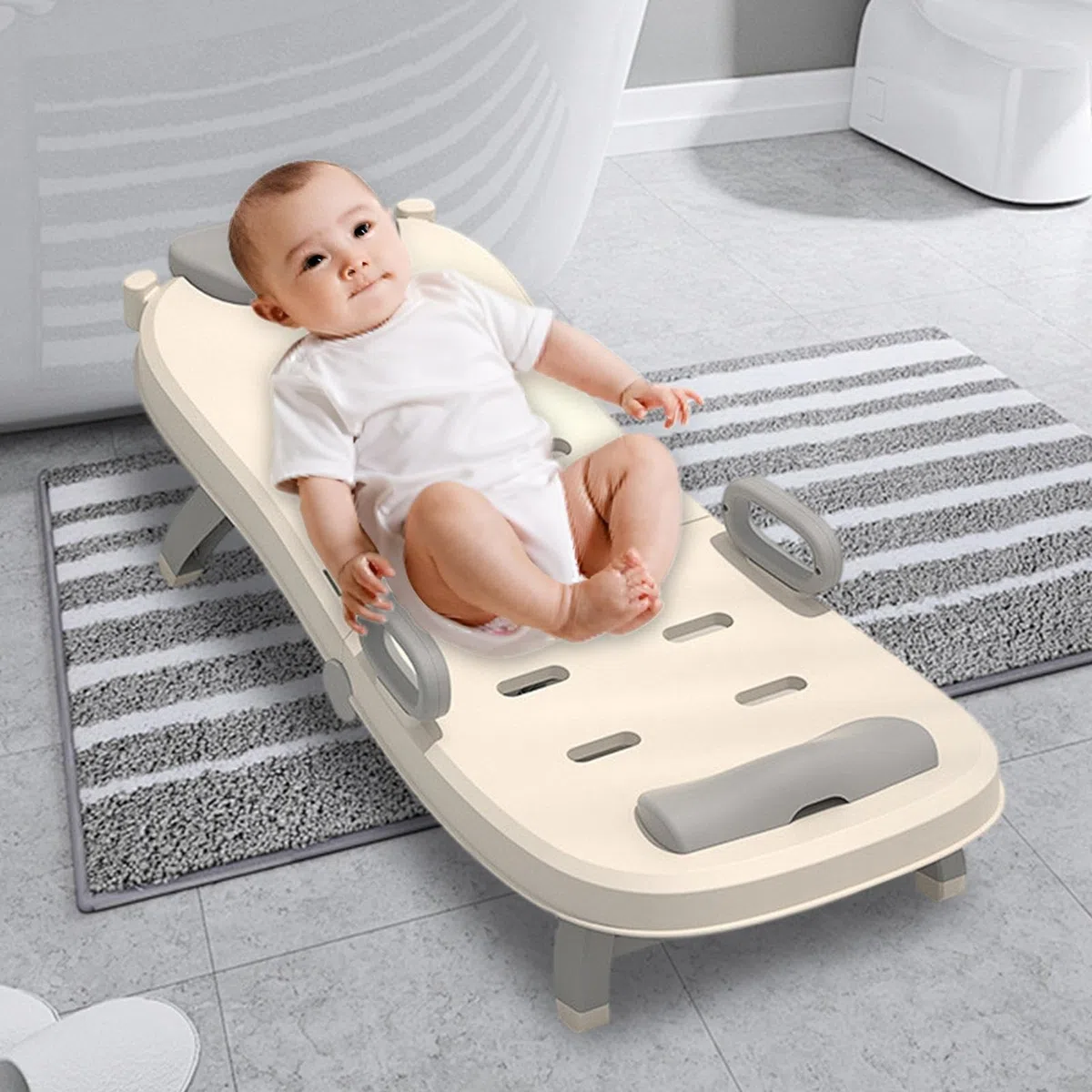 Shampoostuhl für Kleinkinder, Haarwaschstuhl für Kinder, verstellbares Bett zum Waschen von Kinderhaaren, tragbarer Liegesessel für Baby-Shampoo