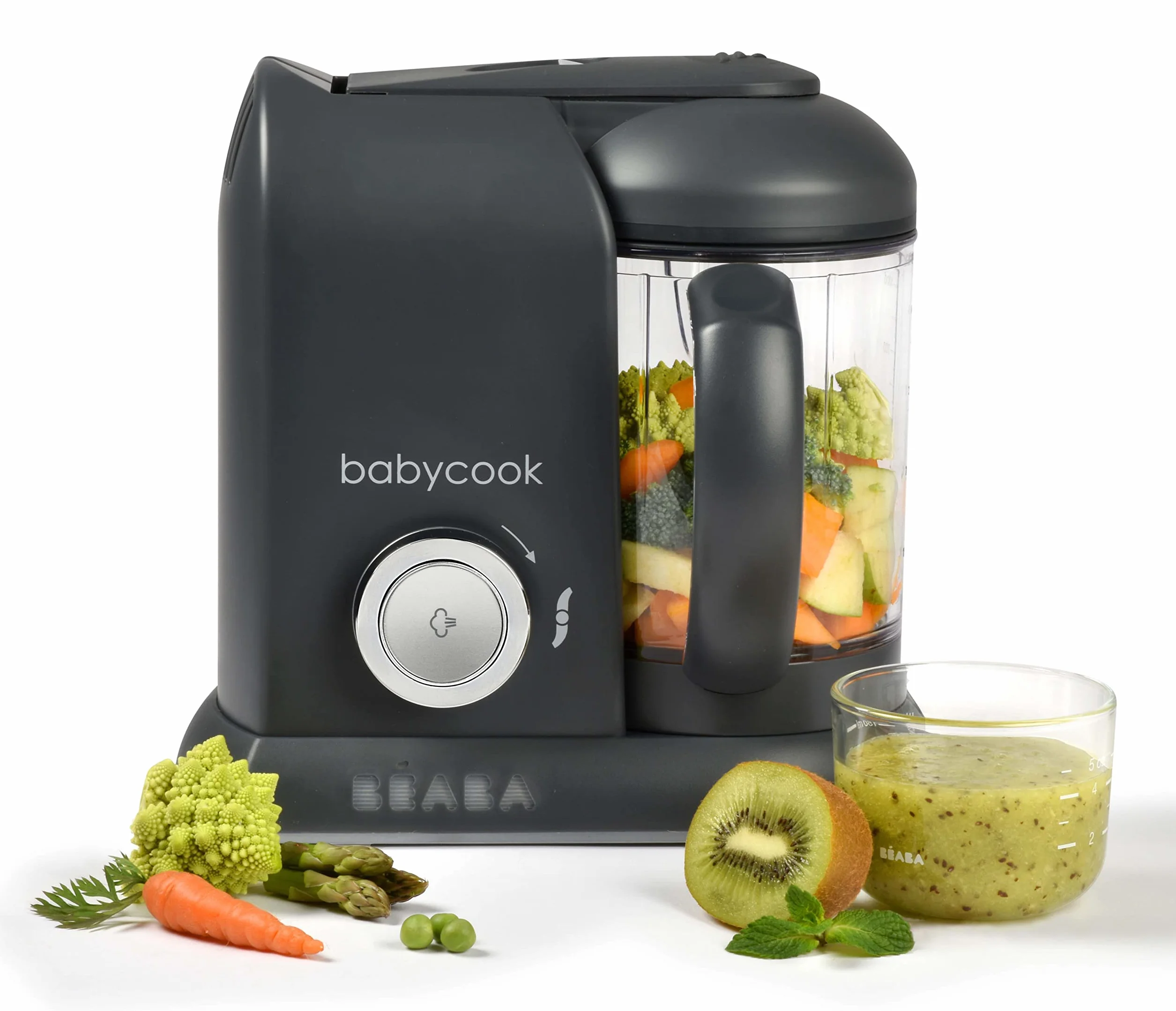 BÉABA Babycook Solo 4 in 1 Babynahrungszubereiter Dampfgarer Edelstahl Dunkelgrau