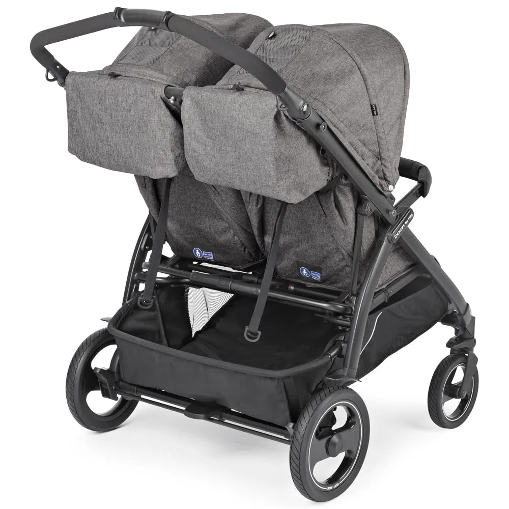 Peg Perego Book For Two Zwillingskinderwagen ab Geburt, Travel System, kompakter Verschluss, weiche Räder, Quarz