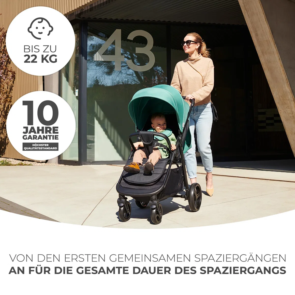 Kinderkraft RINE Buggy bis 22 kg, Kinderwagen, Mit einer Hand zusammenklappbar, wasserfestes Verdeck mit UPF50+ Filter, liegende Position, Getränkehalter im set, Rosa