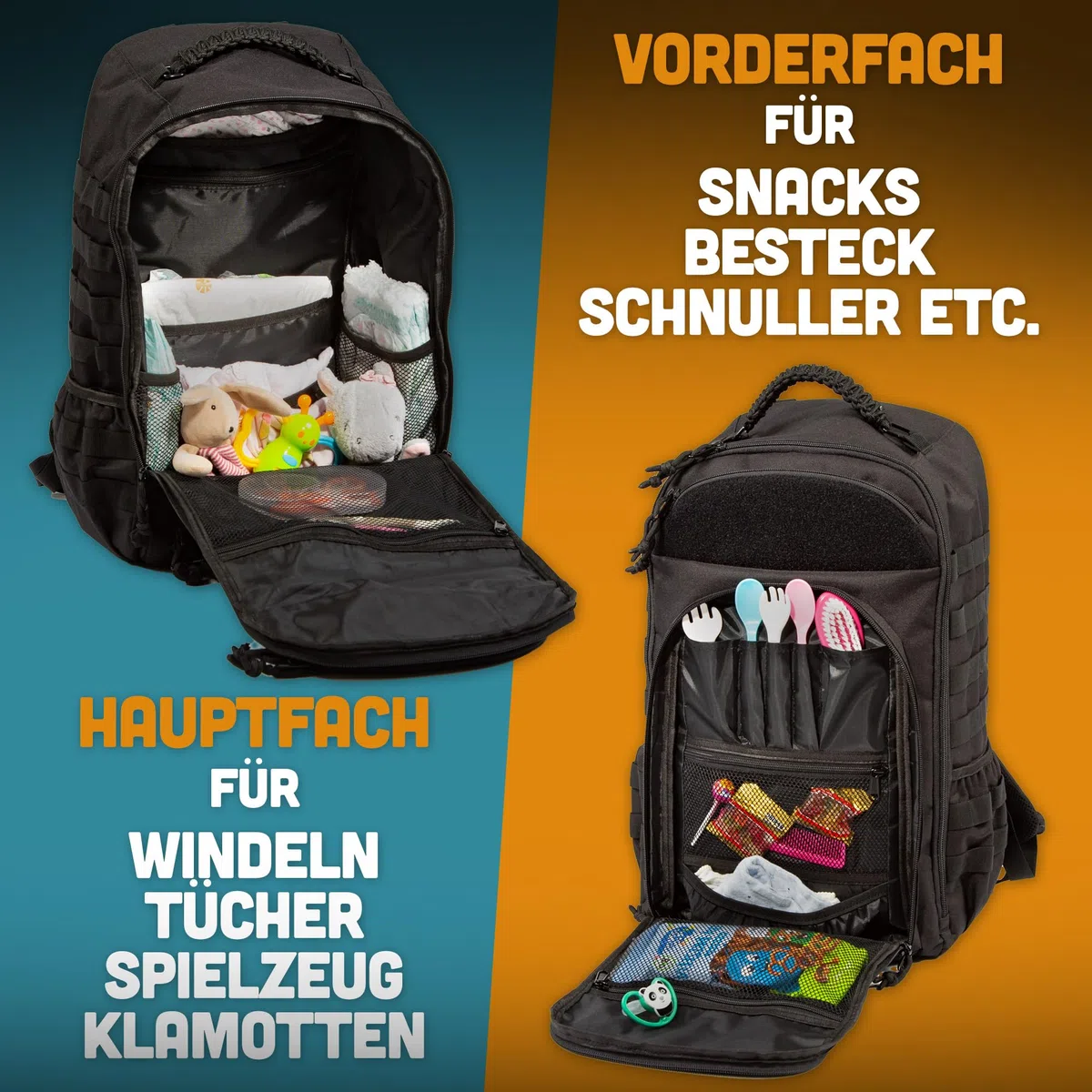 BIG Arnold Wickelrucksack für Väter mit Wickelunterlage inklusive Organizer für Feuchttücher und Organizer für Accessoires | Komplettes Bundle