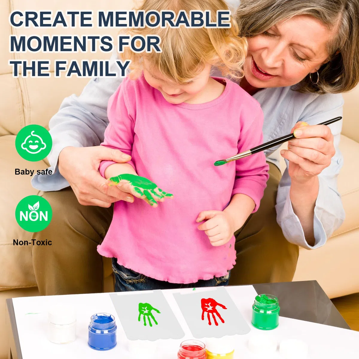 Familien-Handabdruck-Kit Nachtlicht - Benutzerdefinierte Babygeschenke für neue Eltern, Neugeborenes Andenken Baby Handabdruck Kit, Familiengeschenke für Großeltern, neue Babypartykorb, Bastelfarben,