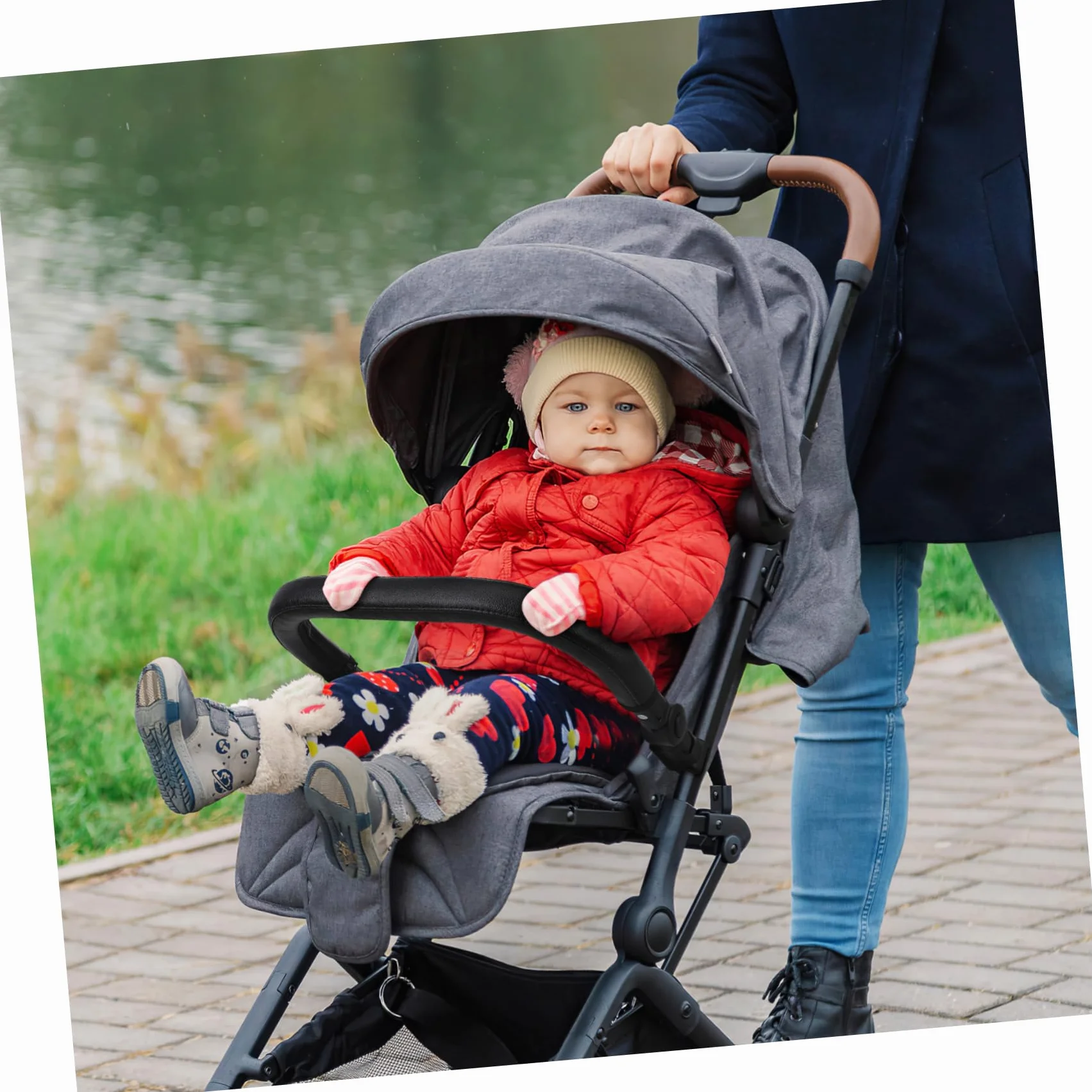 Verstellbarer Kinderwagen Sicherheitsbügel aus PU mit Abnehmbarem Stoßdämpfendem Griff für Kinderwagenmodelle Atmungsaktiv und Reißfest Einfache