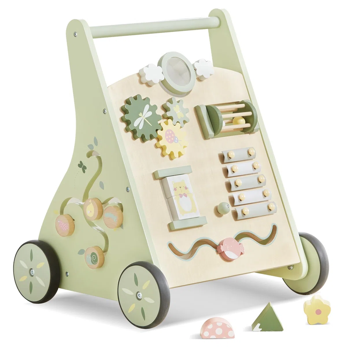 Beright - Holzwalker für Babys mit Schub- und Ziehlernaktivitäten, Aktivitätsspielzeug für Kinder, Multiaktivitätszentrum entwickelt motorische Fähigkeiten und stimuliert die