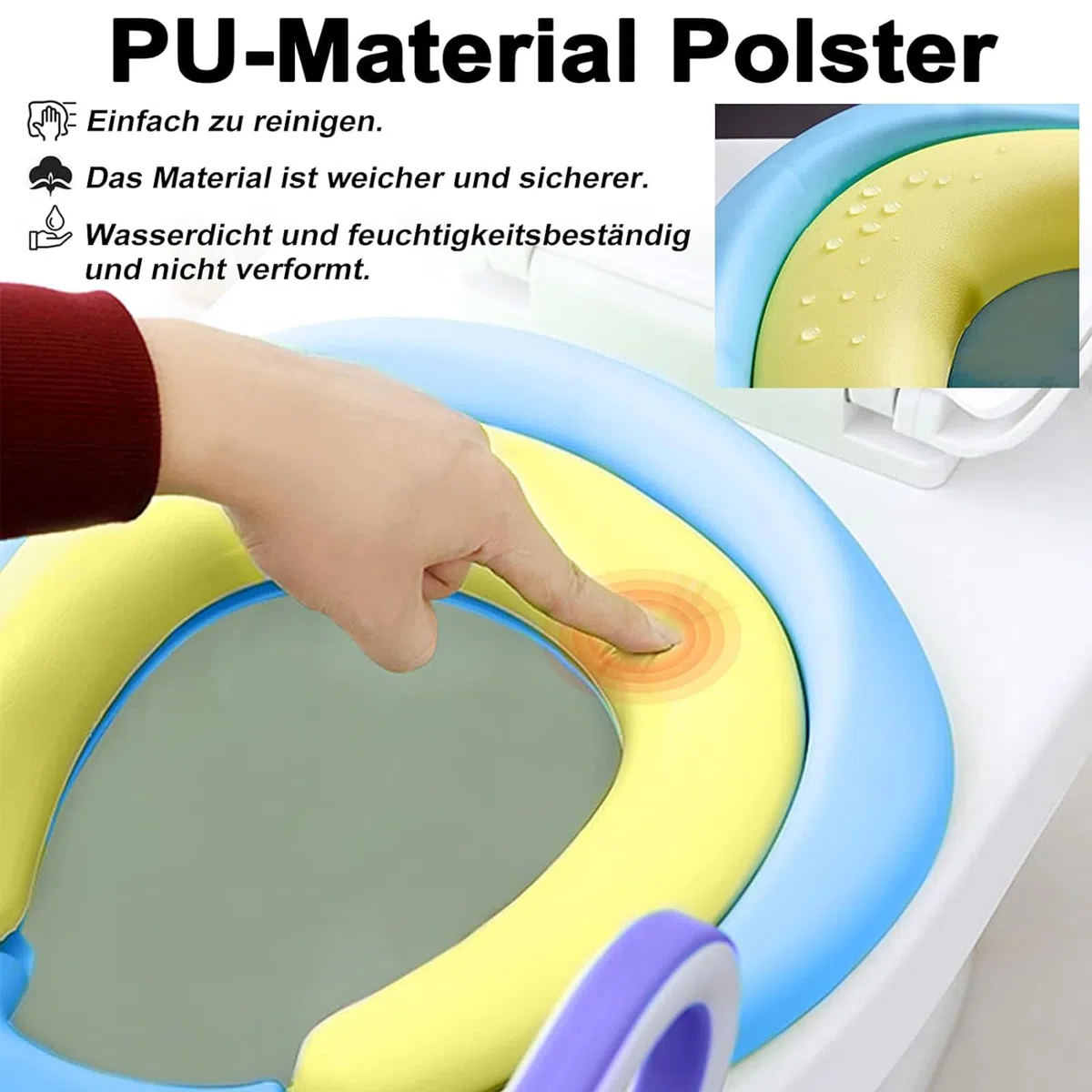 Toilettensitz Kinder mit Treppe, Aufun Toilettentrainer Faltbar Leiter Lerntöpfchen mit Treppe Baby Wc-Sitz mit PU Gepolstert Kissen und Griffen Töpfchen (Blau und Lila)
