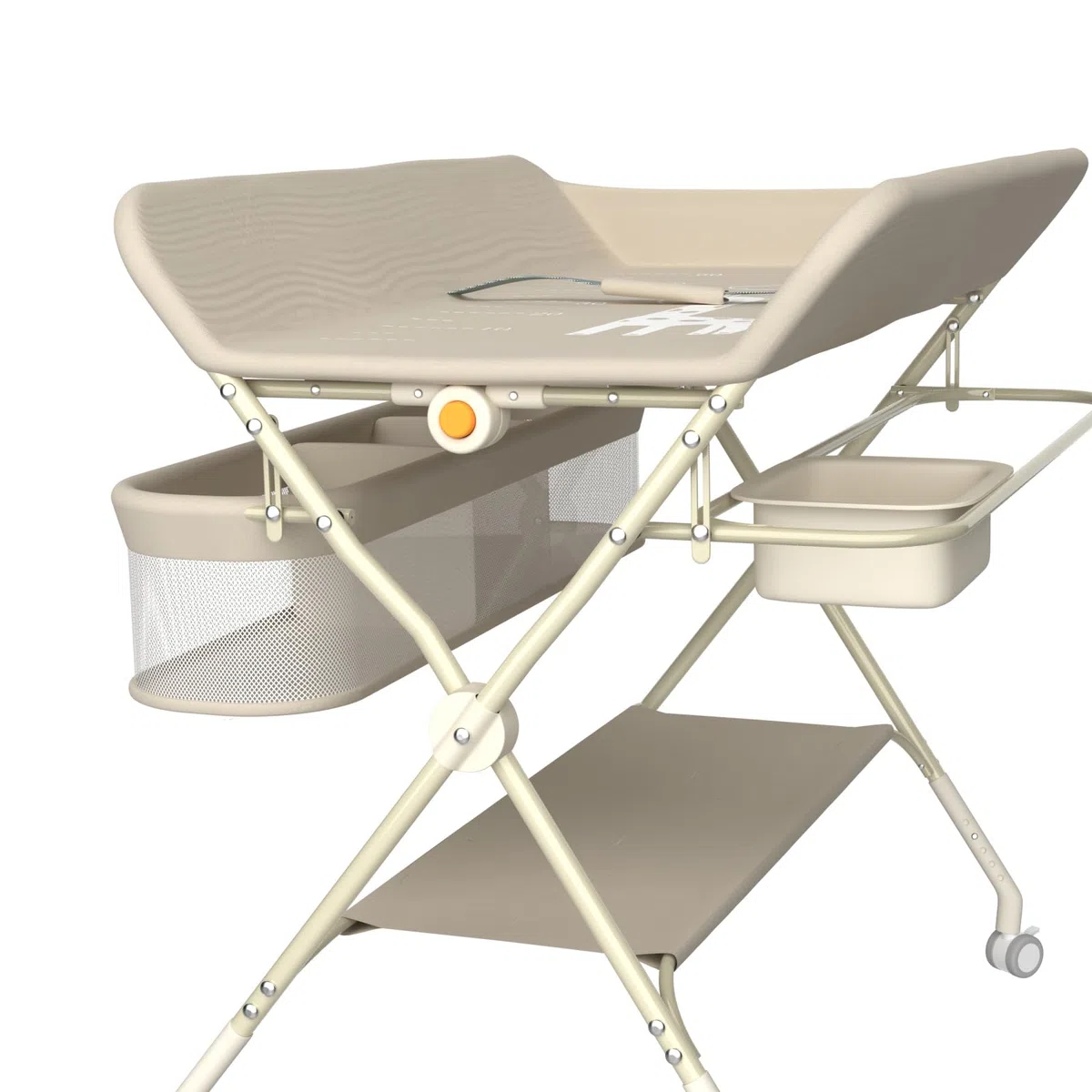 Mobile Wickelkommode, Wickeltisch faltbar, Wickelauflage für Babys, mit Sicherheitsgurt und Aufbewahrungsfächern, platzsparend und stabil