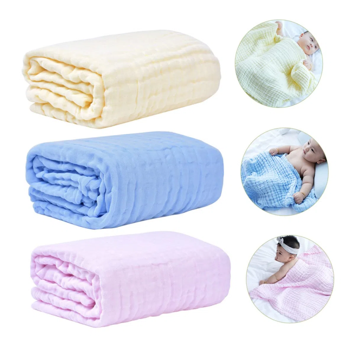 TOYANDONA Bade und Wickeldecke aus 100% Baumwolle 3 Stück Wickelfreundlich für Neugeborene Sommer Winter