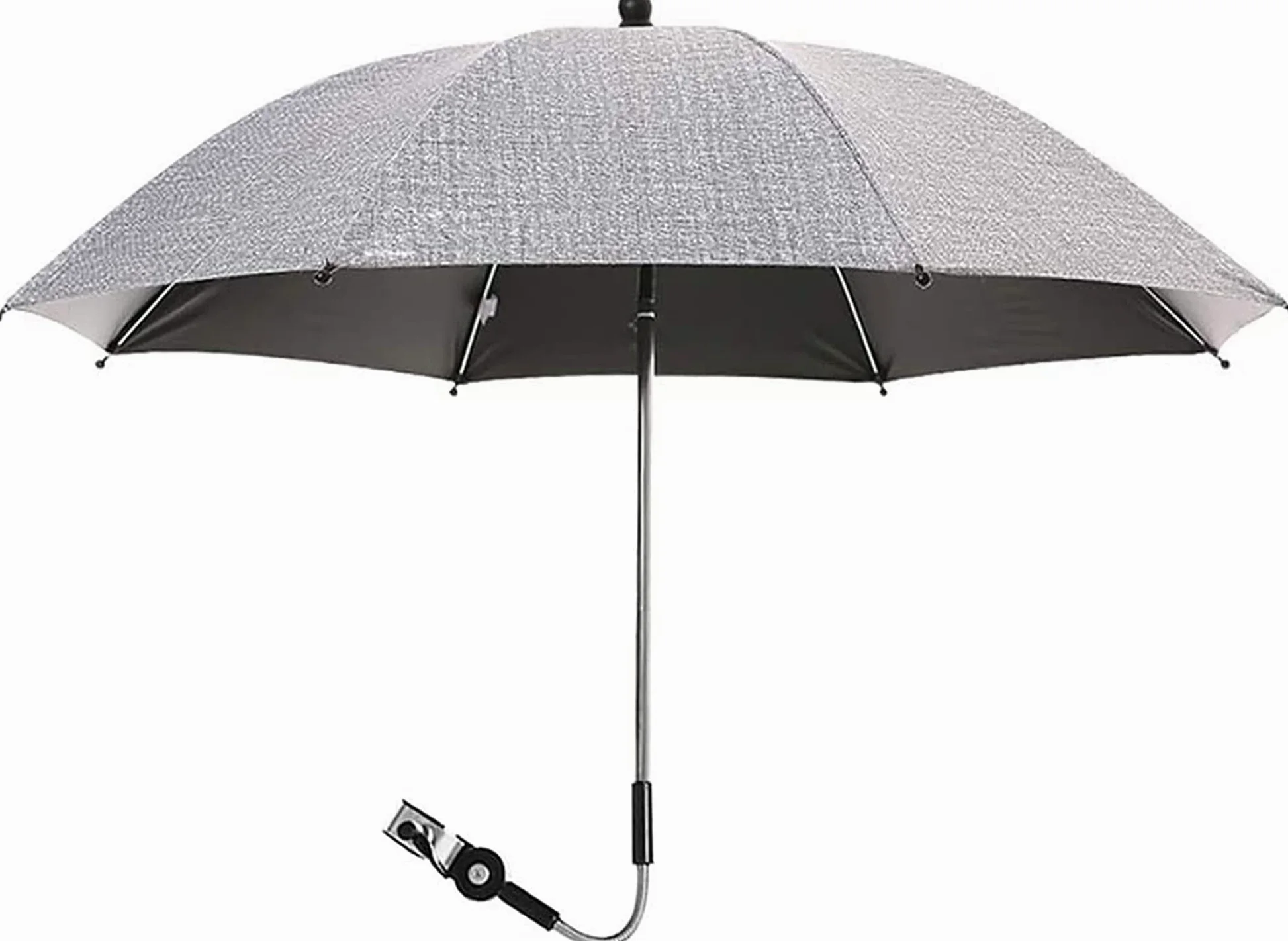 Universal Sonnenschirm Sonnenschutz Für Kinderwagen & Buggy - UV Schutz 50 - Biegsamer Schirm Mit Universalhalterung Für Rund- Und Ovalrohre (Color : Gray, Size : 85cm)