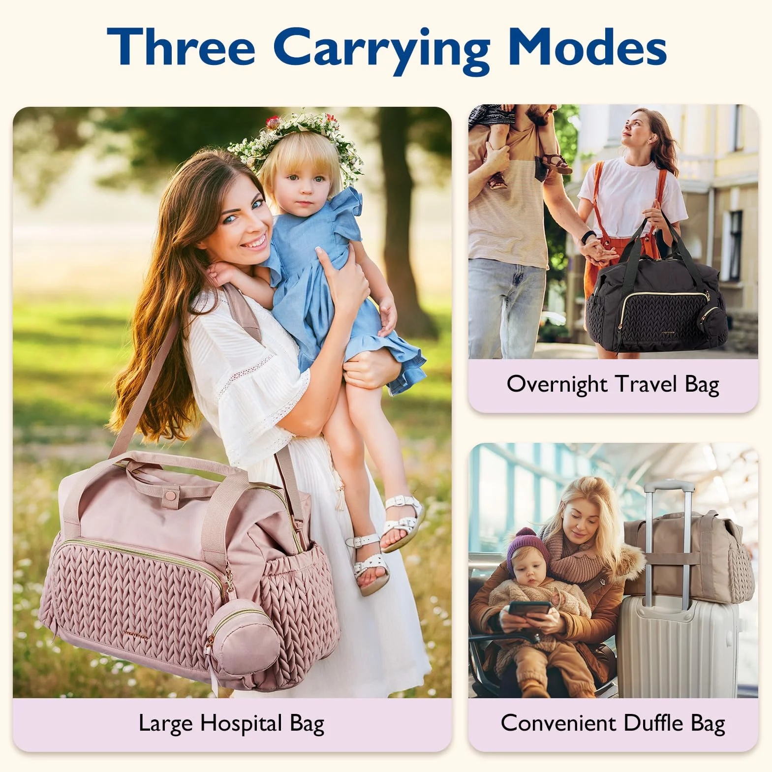 mommore Wickeltasche, geräumige Reise-Wickeltasche, Kliniktasche für die Geburt, Babytasche mit Schnulleretui